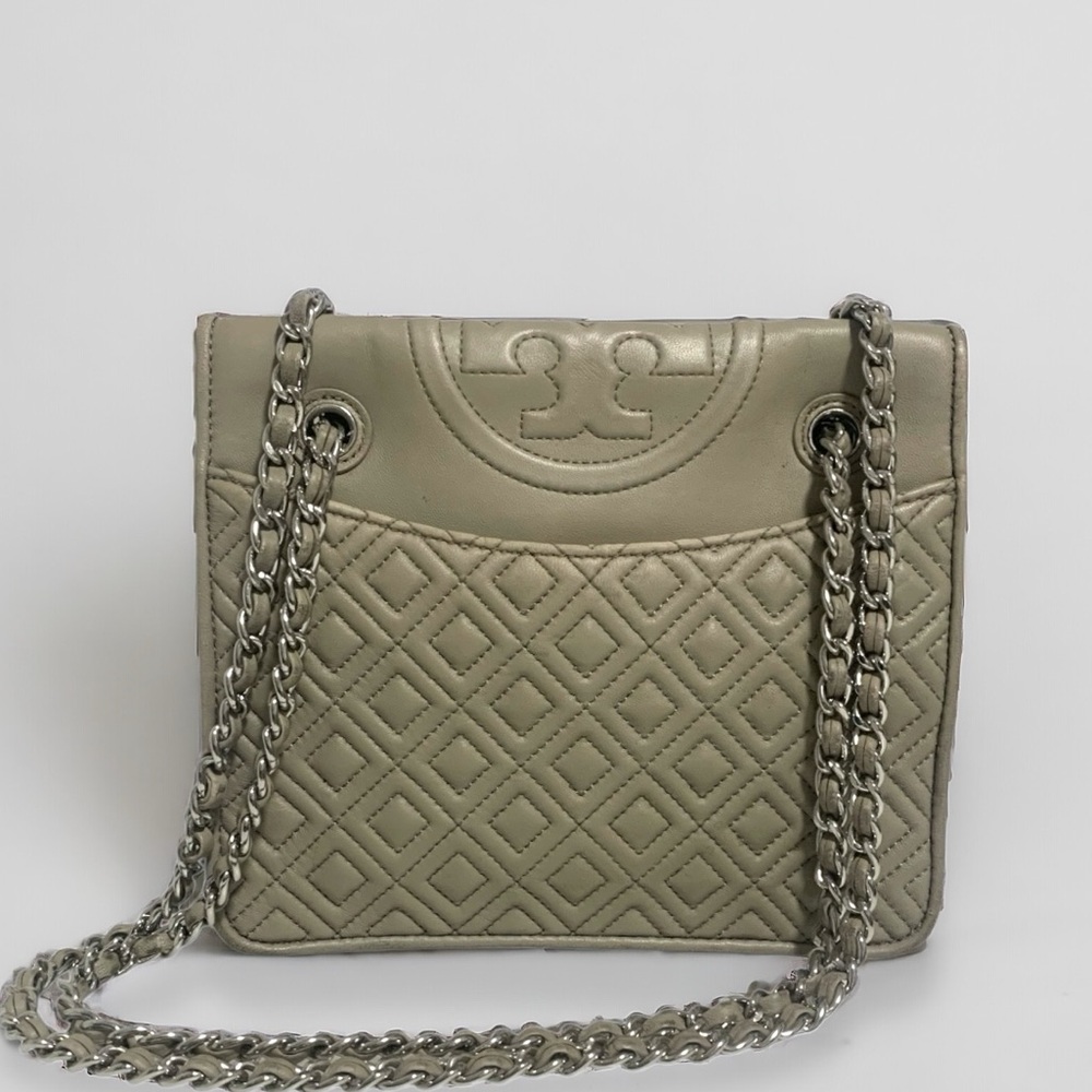 Tory Burch Fleming Quilted Leather Convvertible Shoulder Bag In Taupe